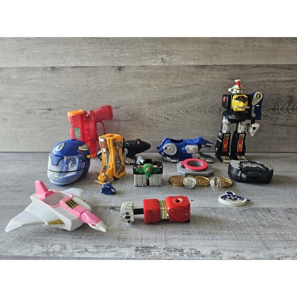 Vtg Mighty Morphin Power Rangers 8.5” Ninja Megazord 1990s LOT Pink Vehicles +